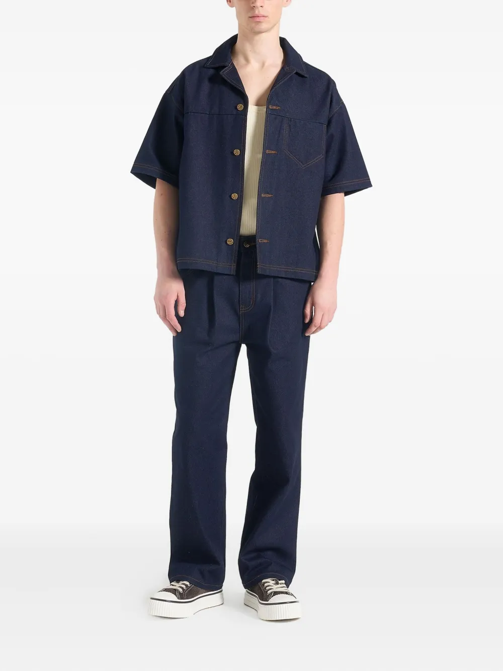 Manière De Voir revere collar denim shirt | Image 2