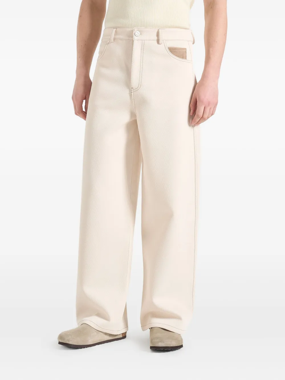 Manière De Voir Lazare contrast-pocket straight-leg jeans | Neutrals | Image 1