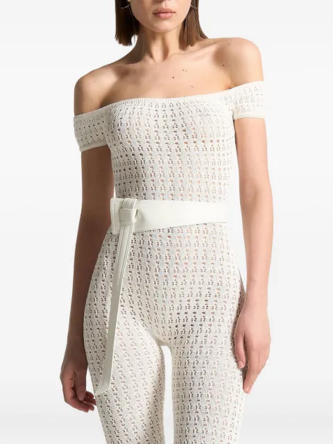 Manière De Voir Martine pointelle-knit bardot jumpsuit