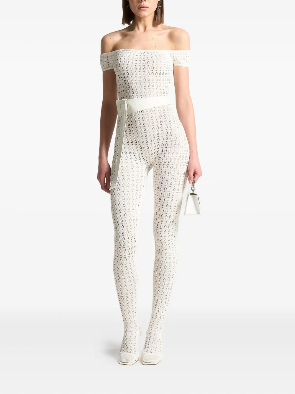 Manière De Voir Martine pointelle-knit bardot jumpsuit | Full Length | Image 2