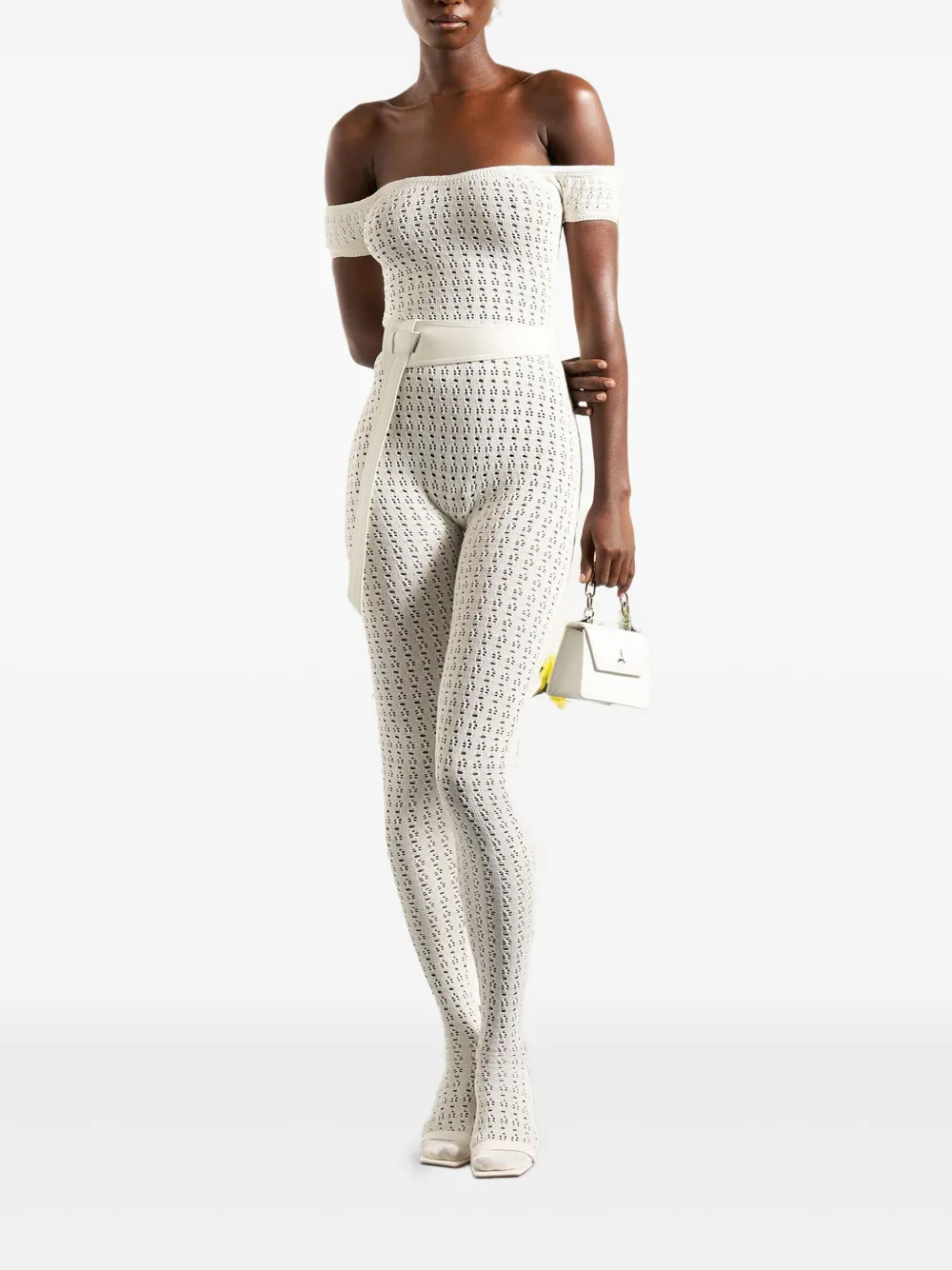 Manière De Voir Martine jumpsuit met pointelle-effect Wit