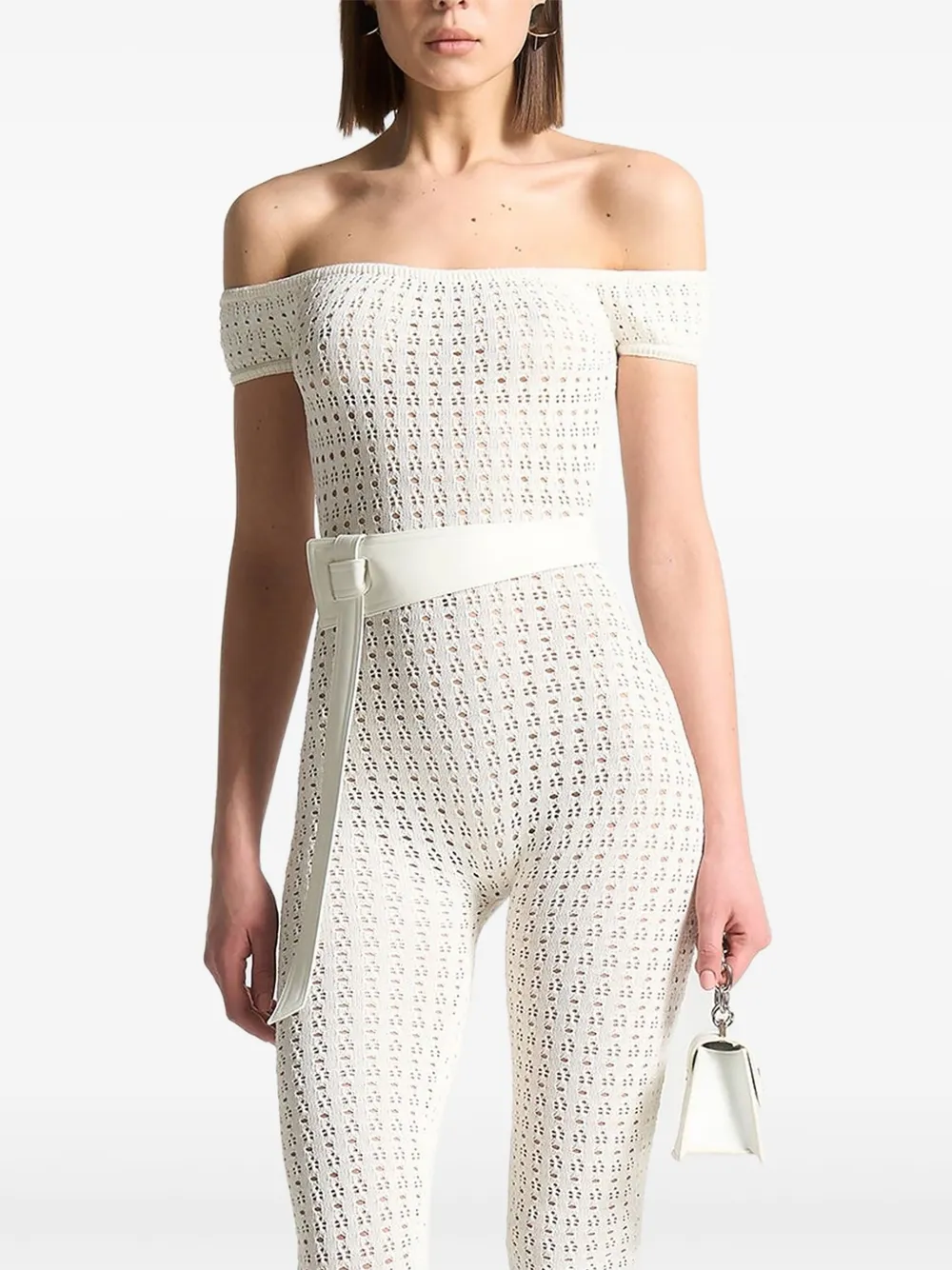 Manière De Voir Martine jumpsuit met pointelle-effect Wit