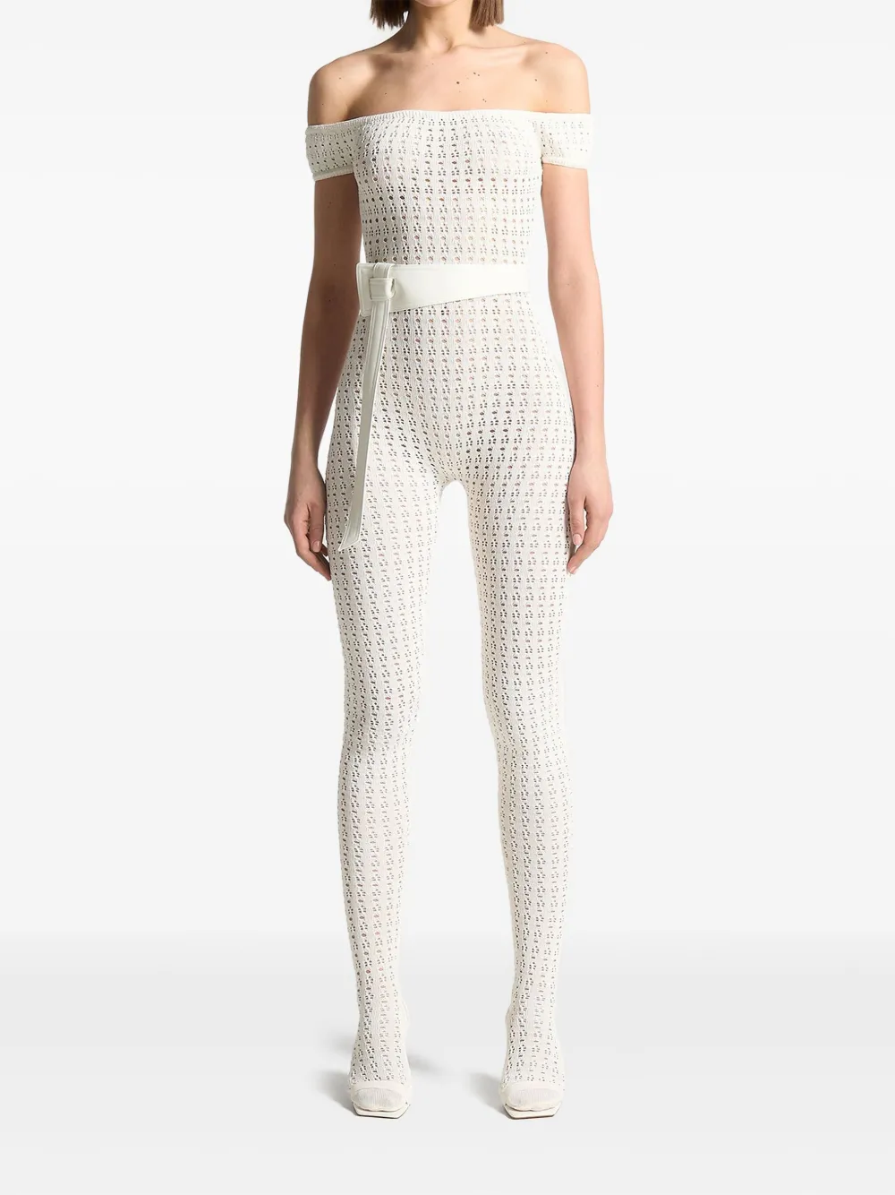 Manière De Voir Martine jumpsuit met pointelle-effect Wit