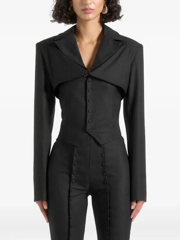 Manière De Voir Lise Cropped Tailored Blazer Set Black