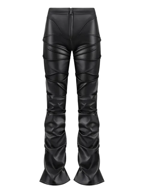 Manière De Voir Caroline tacked leather flared trousers
