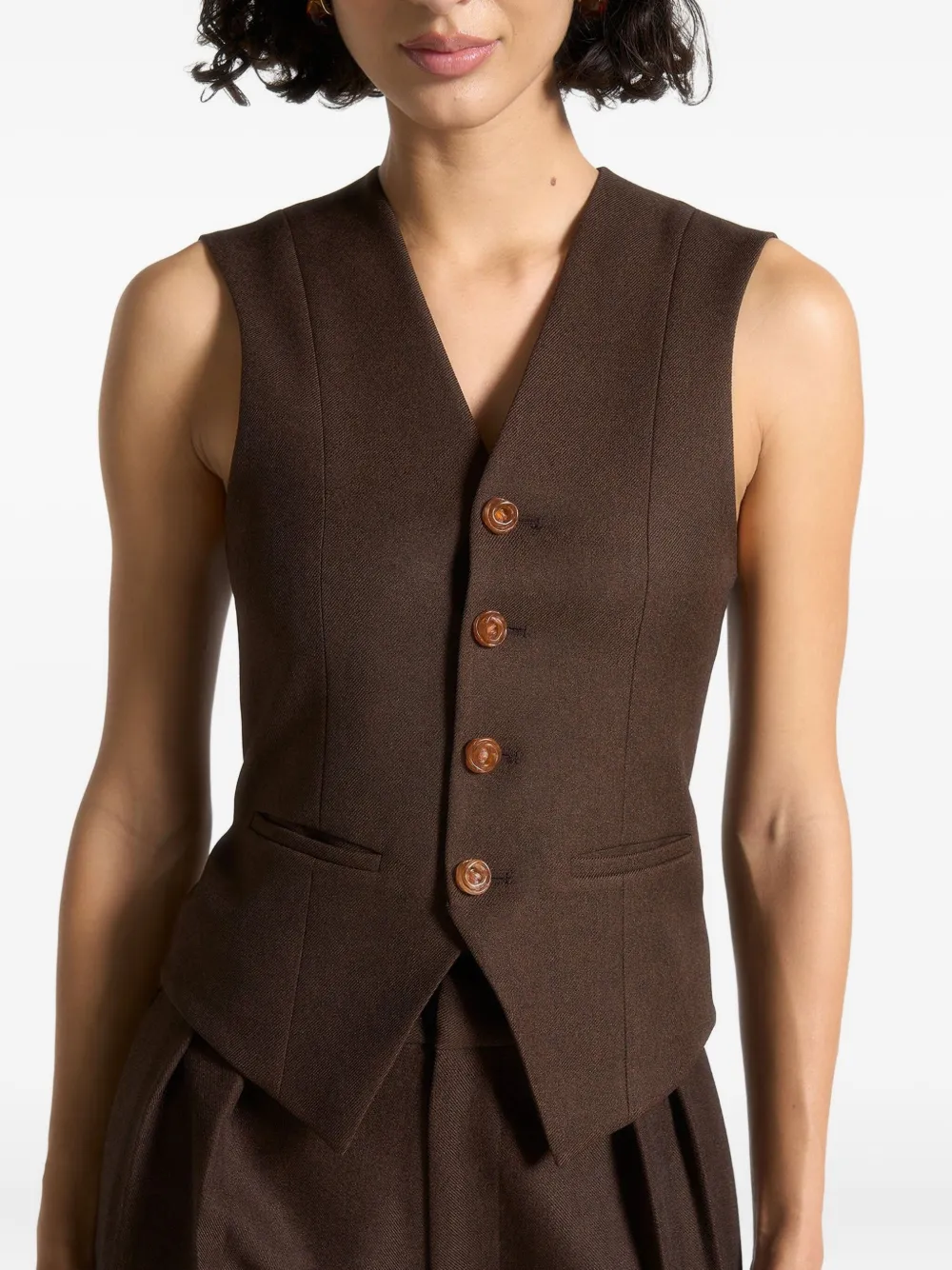 Manière De Voir Christine Cinch-waist Tailored Waistcoat In Brown