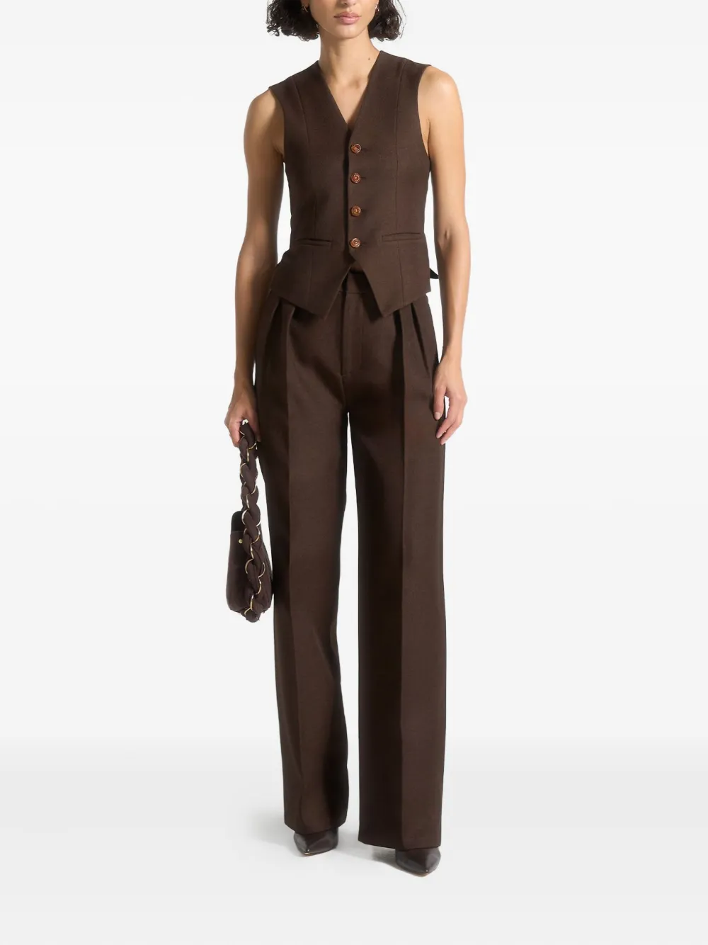 Manière De Voir Christine Cinch-waist Tailored Waistcoat In Brown