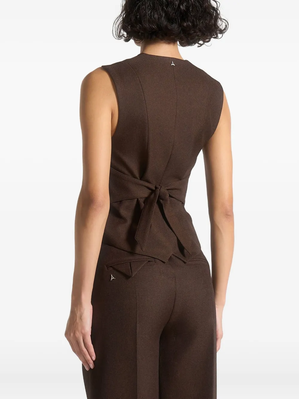 Manière De Voir Christine Cinch-waist Tailored Waistcoat In Brown