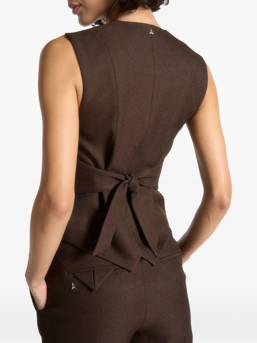 Manière De Voir Christine Cinch-waist Tailored Waistcoat In Brown