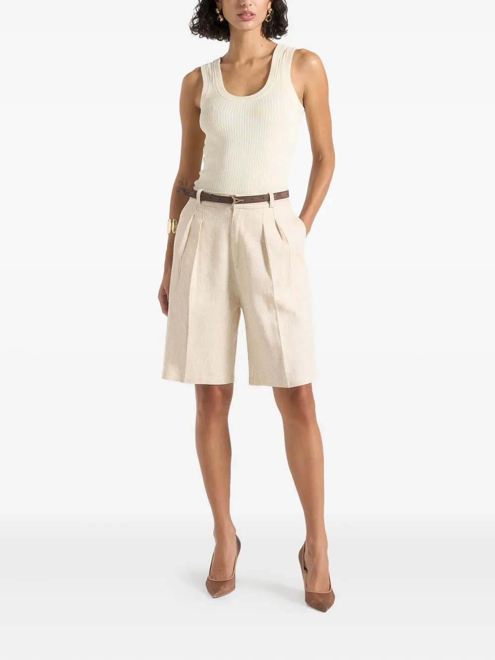 Manière De Voir Lorette linen shorts | Tailored Shorts | Image 2