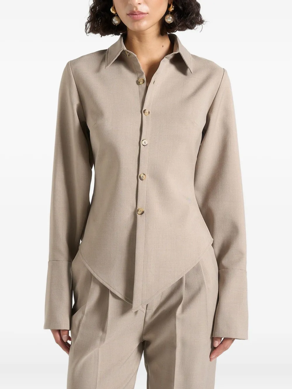 Manière De Voir Sonia blouse met hoekige afwerking Bruin
