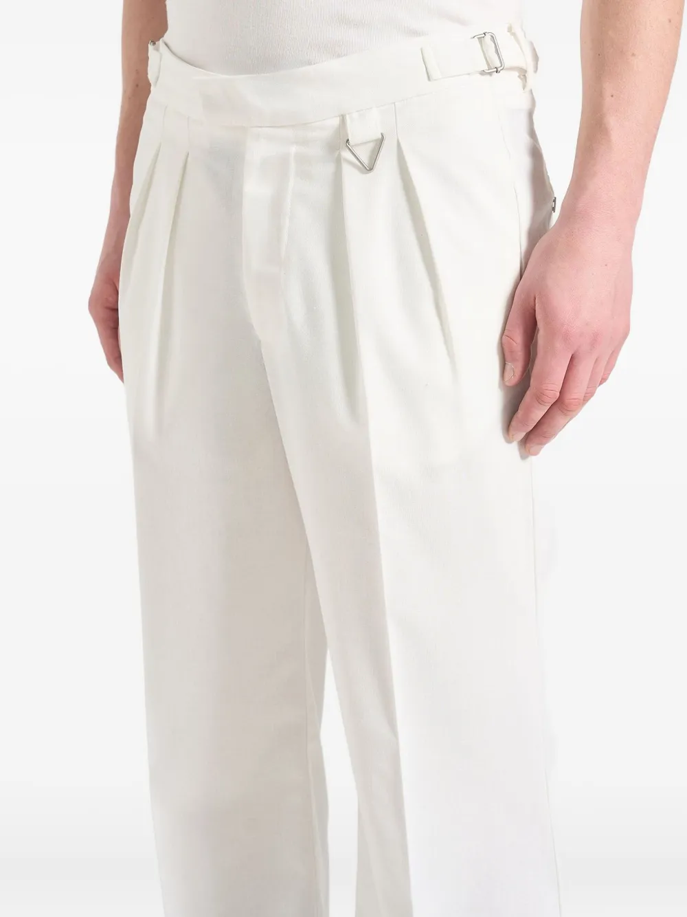 Manière De Voir Pierre Hatched linnen pantalon met plooien Wit