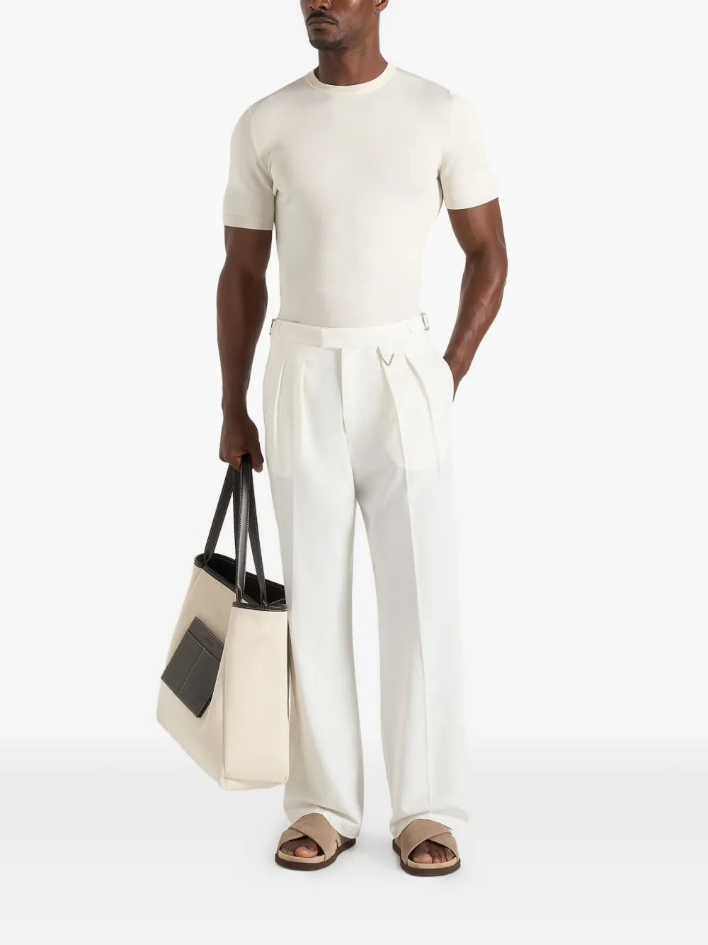 Manière De Voir Pierre twin-pleat linen trousers - Weiß