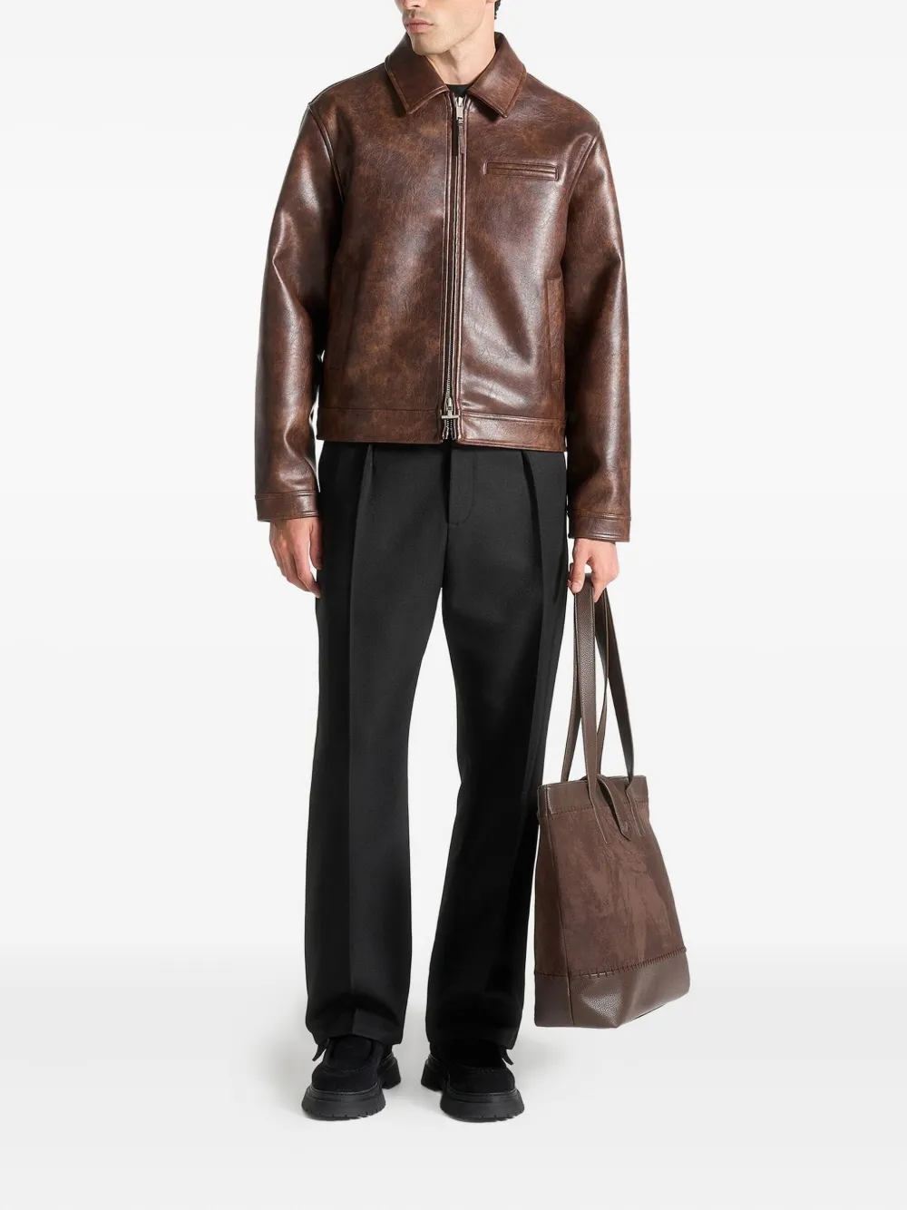 Manière De Voir point-collar zip-front leather jacket | Leather Jackets | Image 2