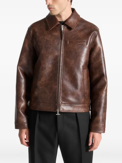 Manière De Voir point-collar zip-front leather jacket