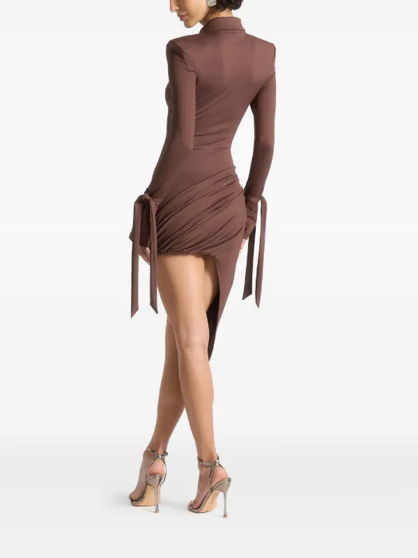 brown asymmetrical dress Cressida Satin Asymmetric Dress main image 1