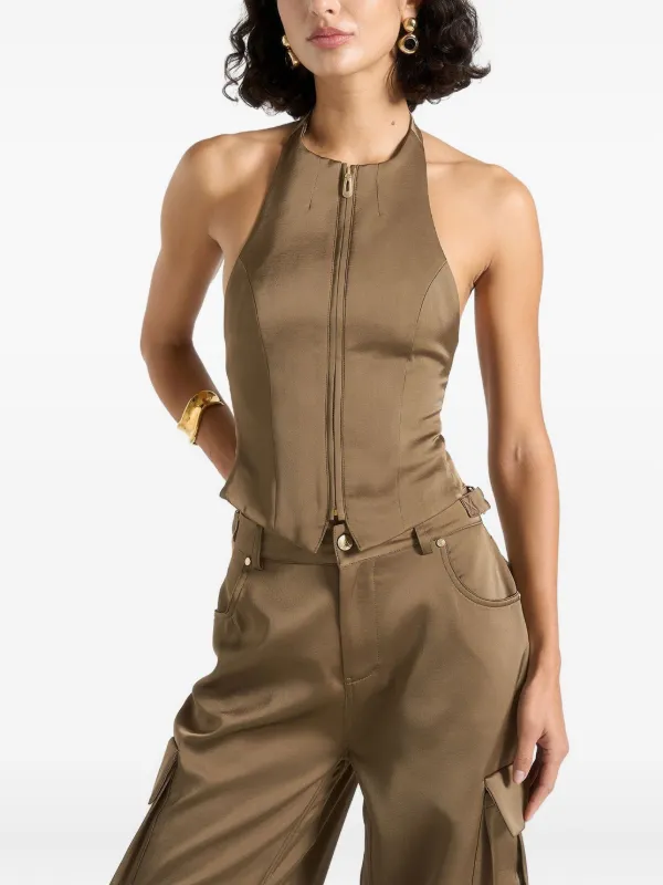 Manière De Voir Claudette Satijnen Top Met Halternek En Open Rug