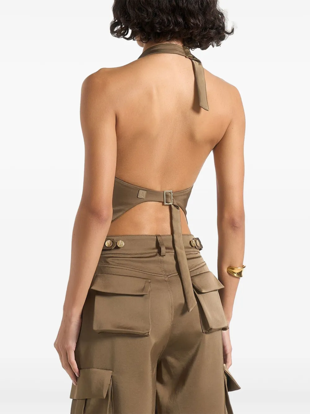 Claudette Satin Halterneck Backless Top