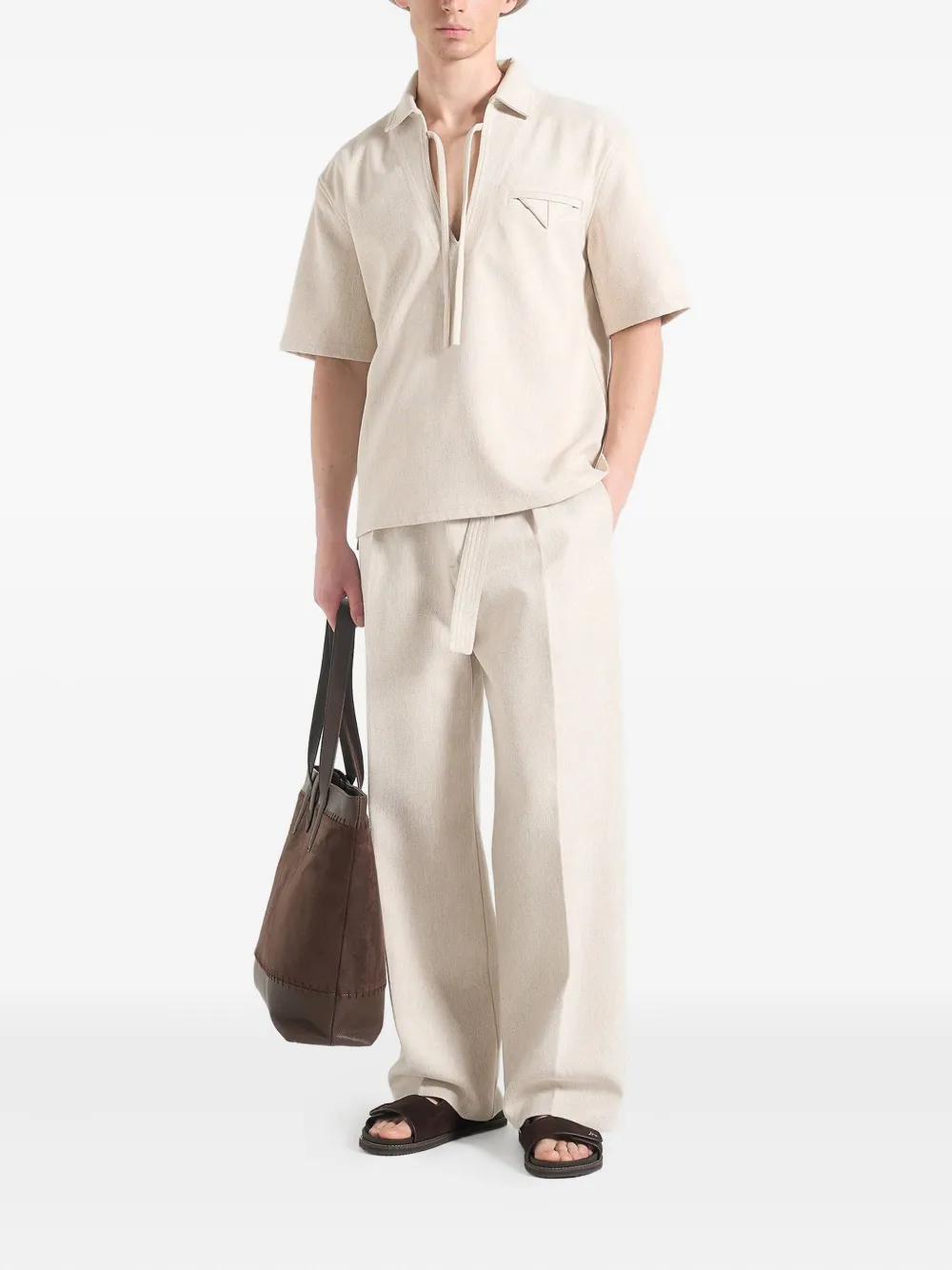 Manière De Voir Louis broek met ceintuur - Beige