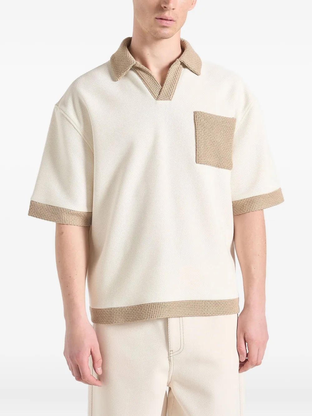Manière De Voir Brice contrasting-trim T-shirt | Neutrals | Image 1