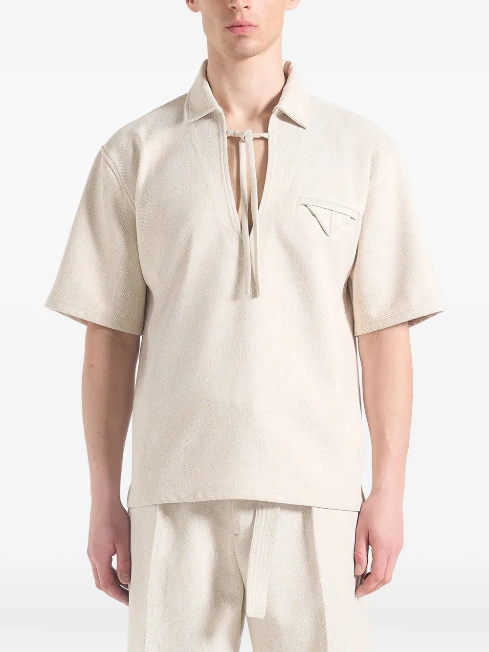 Norbert textured drawstring shirt