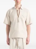 Manière De Voir Norbert open-collar textured drawstring shirt - Neutrals