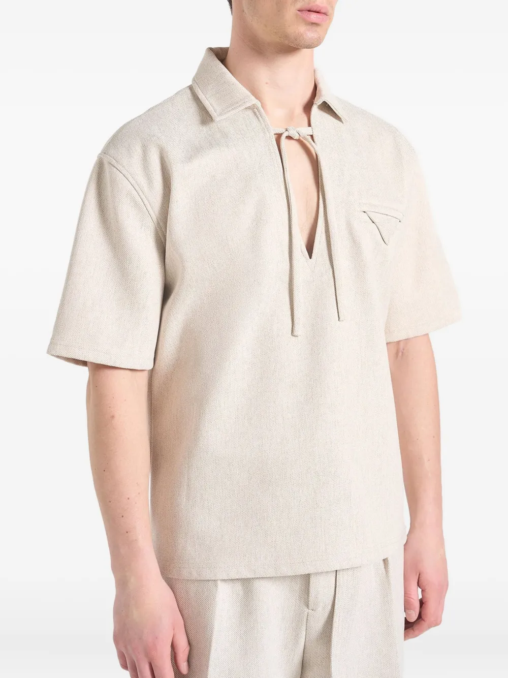 Manière De Voir Norbert Textured Drawstring Shirt In White