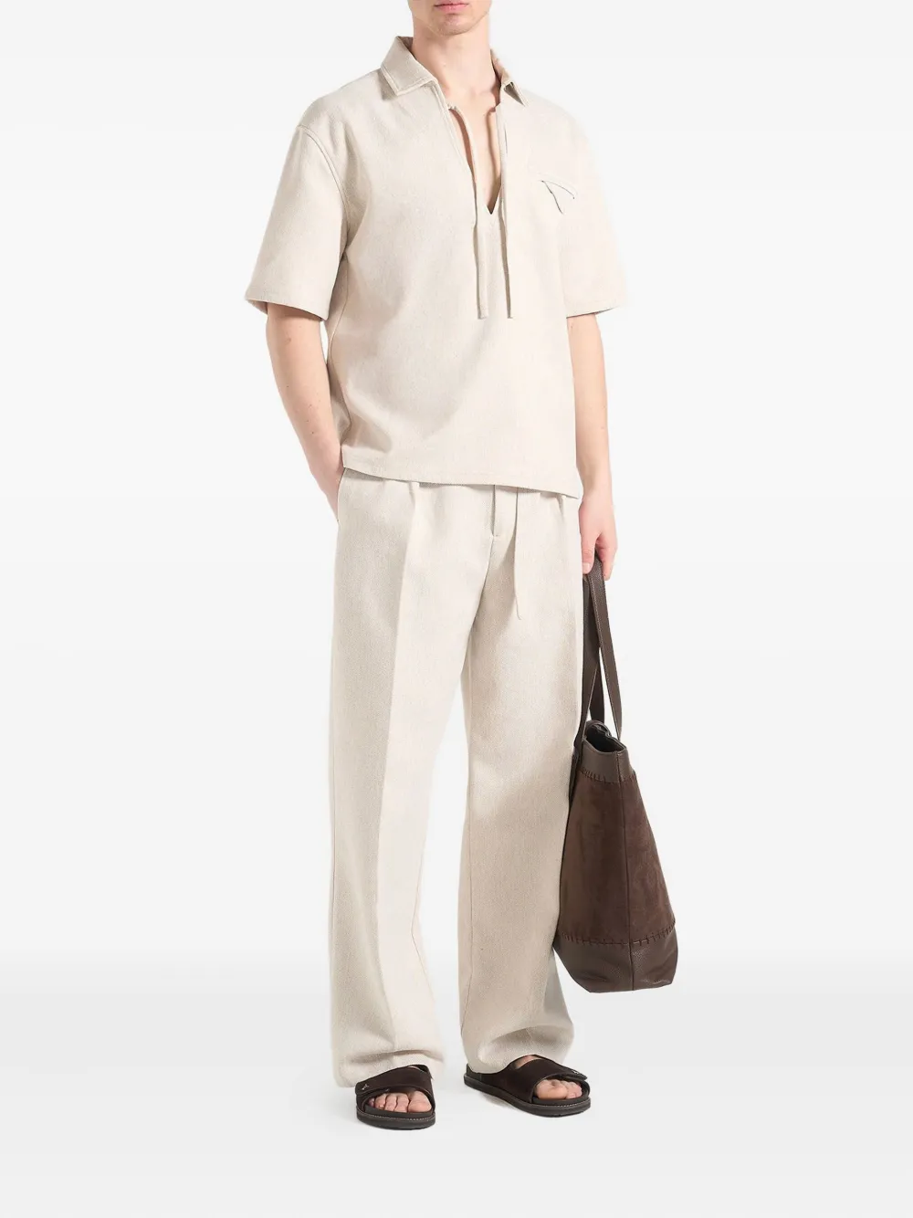 Manière De Voir Norbert overhemd met trekkoord - Beige