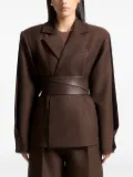 Manière De Voir Marie twist-sleeve belted tailored blazer - Brown