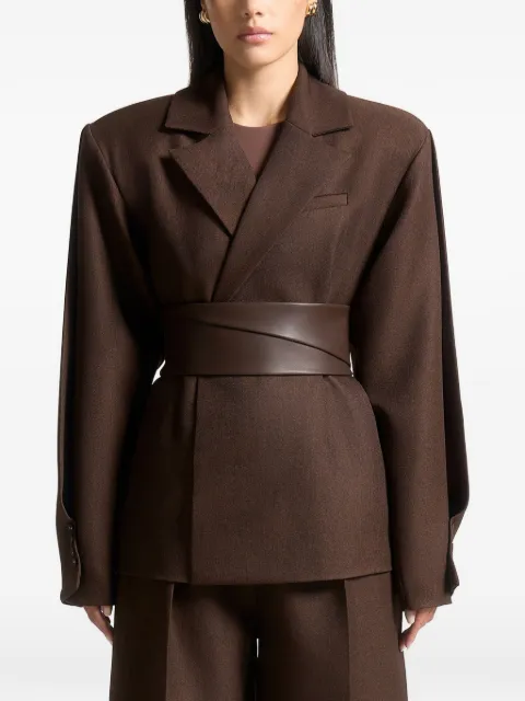 Manière De Voir Marie twist sleeve tailored blazer with belt