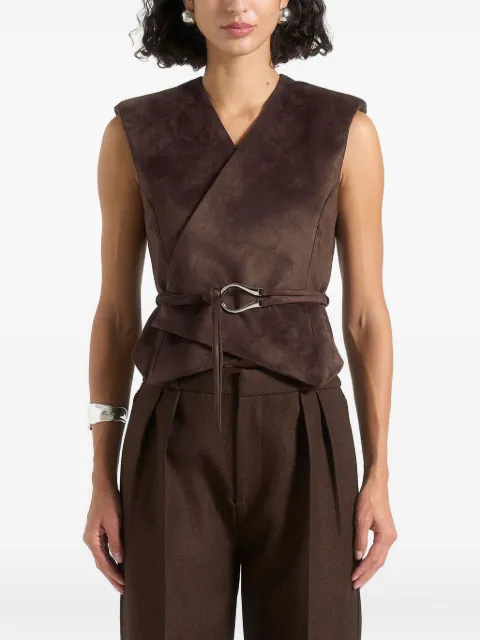 Manière De Voir Jeanne belted wrap suede waistcoat