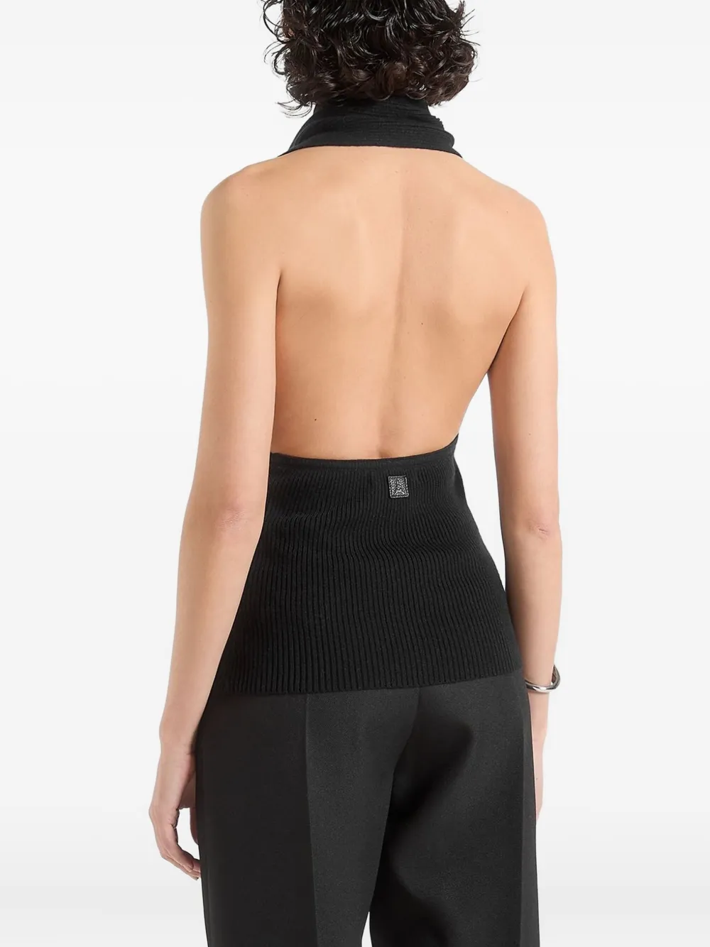 Manière De Voir Elodie gedrapeerde gebreide top met halternek Zwart