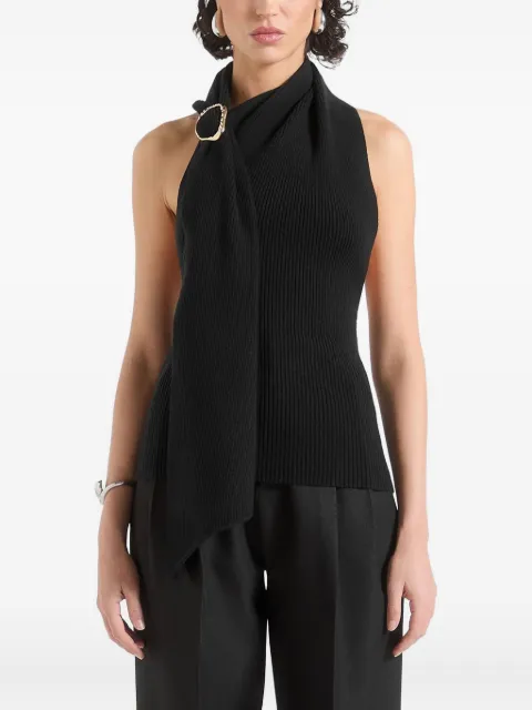Manière De Voir Elodie draped halterneck knitted top