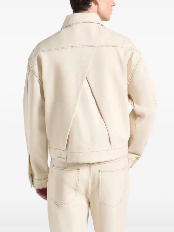 Manière De Voir Damien back-pleat Cream Denim Jacket | Neutrals