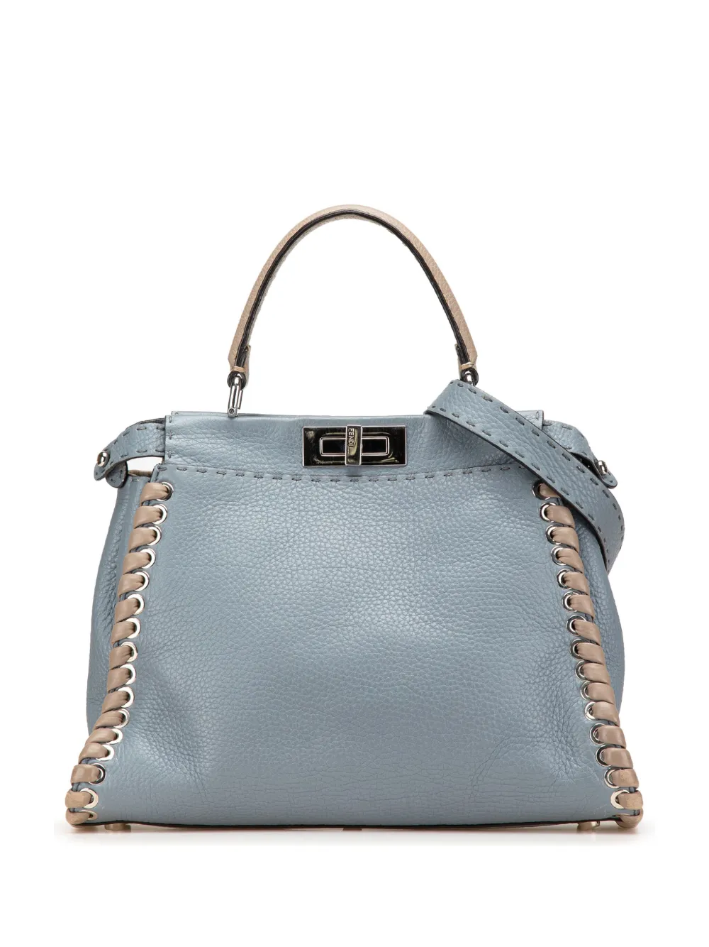 Fendi Pre-Owned 2000-2010 Medium Leather Whipstitch Peekaboo satchel | Blue | Image 1