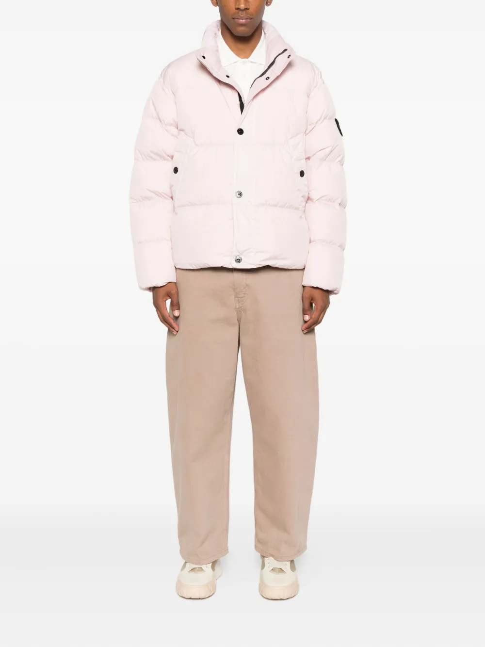 Stone Island Gewatteerd jack met logopatch Roze