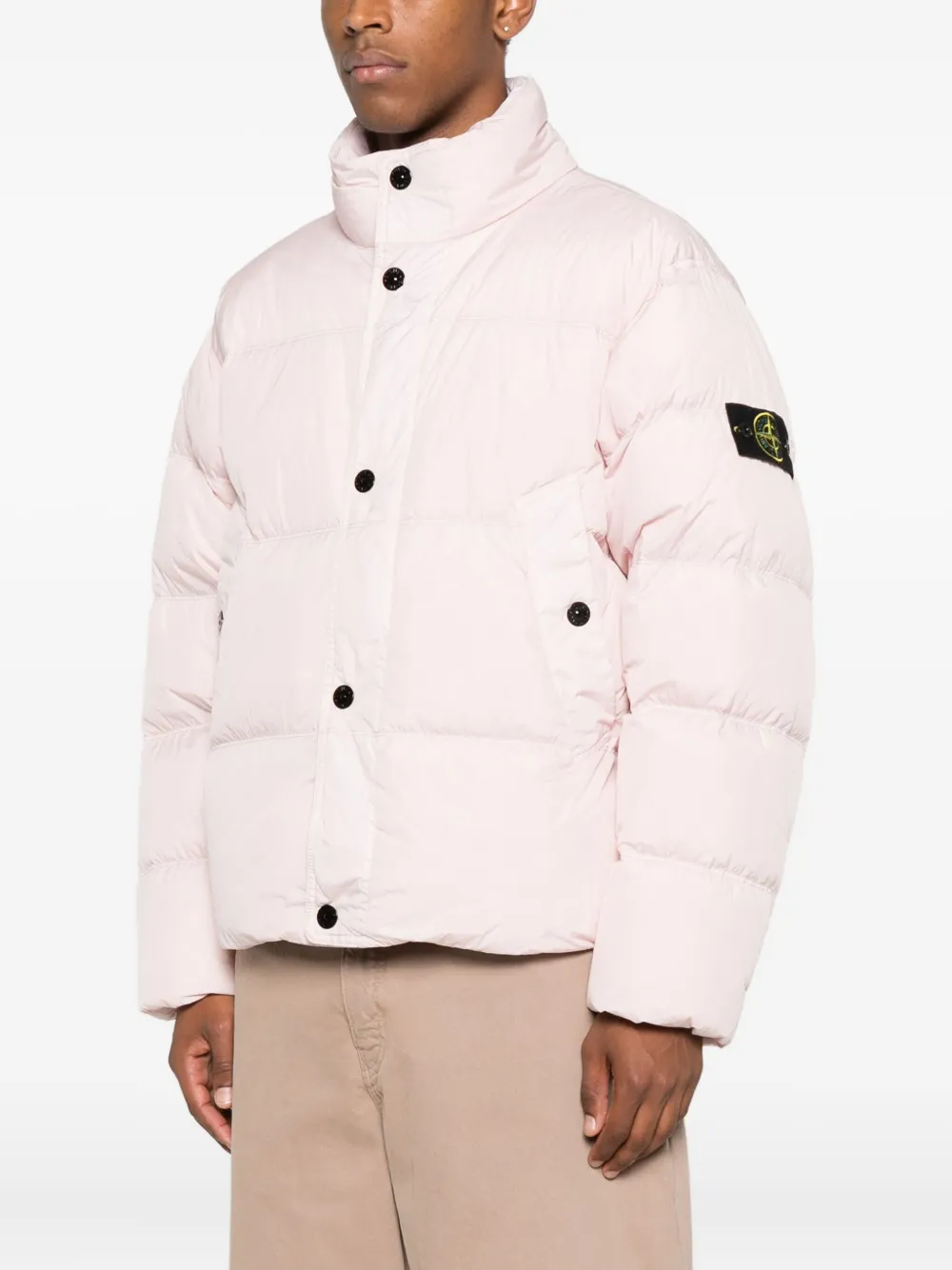 Stone Island Gewatteerd jack met logopatch Roze