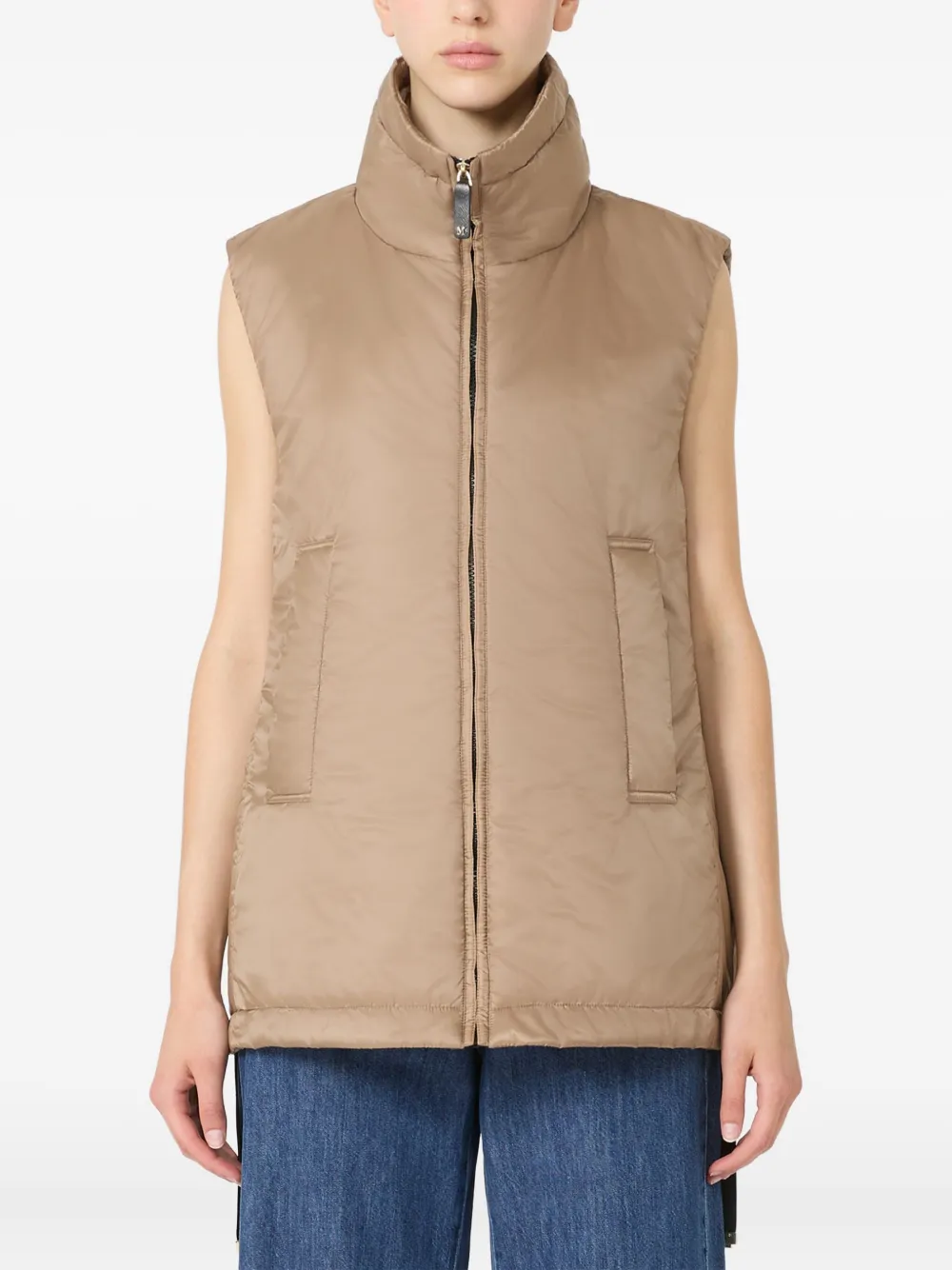 Max Mara Gilet met hoge hals Beige