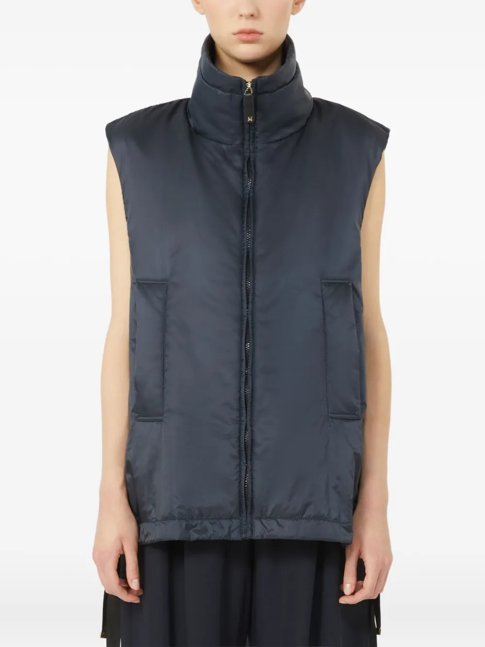 Max Mara Gilet met hoge hals en rits Blauw