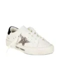 Golden Goose Kids May glittered-star leather sneakers - White