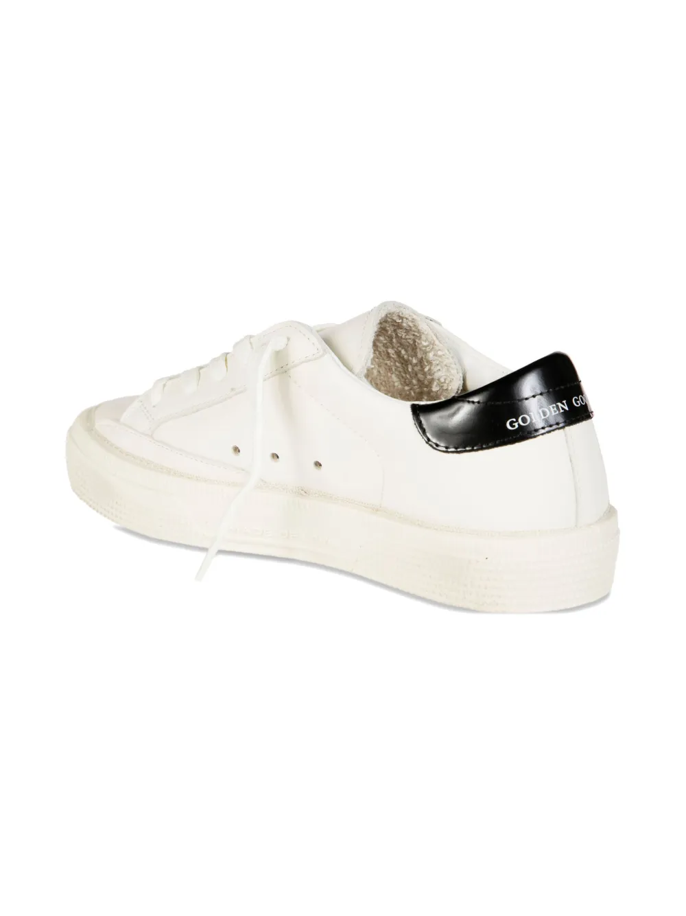 Golden Goose Kids May glittered-star leather sneakers White