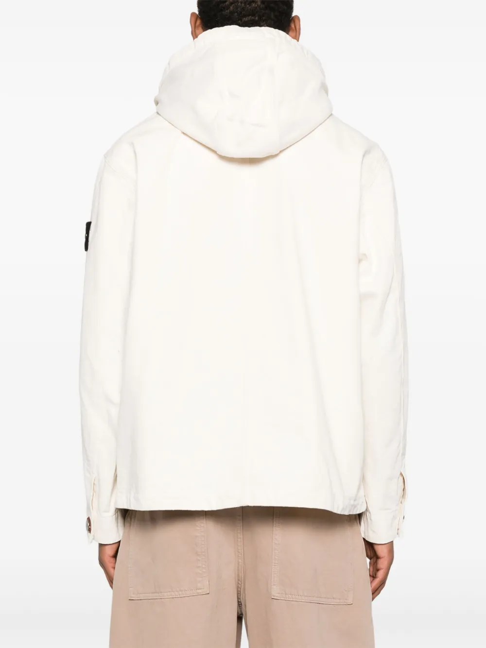 Stone Island logo-patch hooded jacket Beige