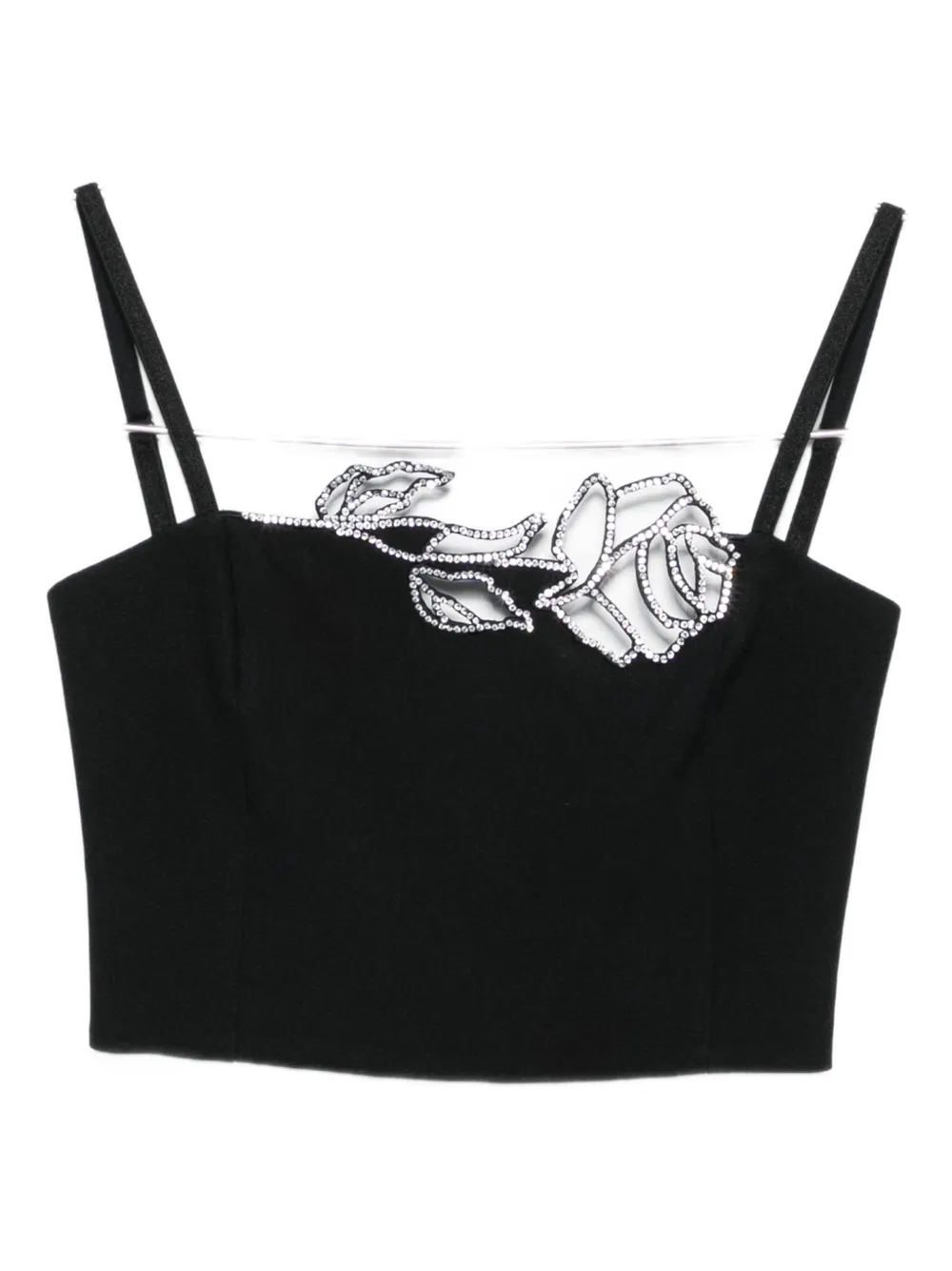 Blumarine Rose-embellished Top In Black