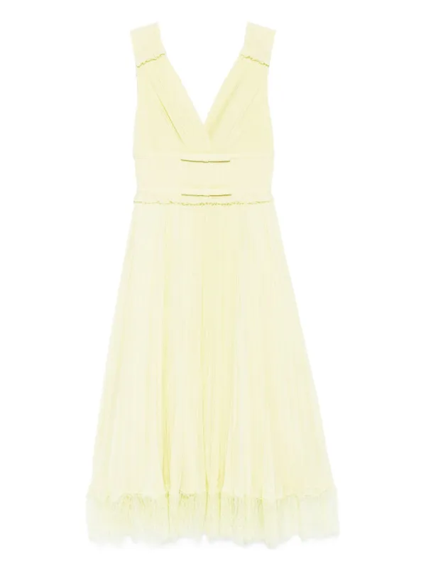 Self-Portrait Georgette Frill Midi Dress | Yellow | FARFETCH