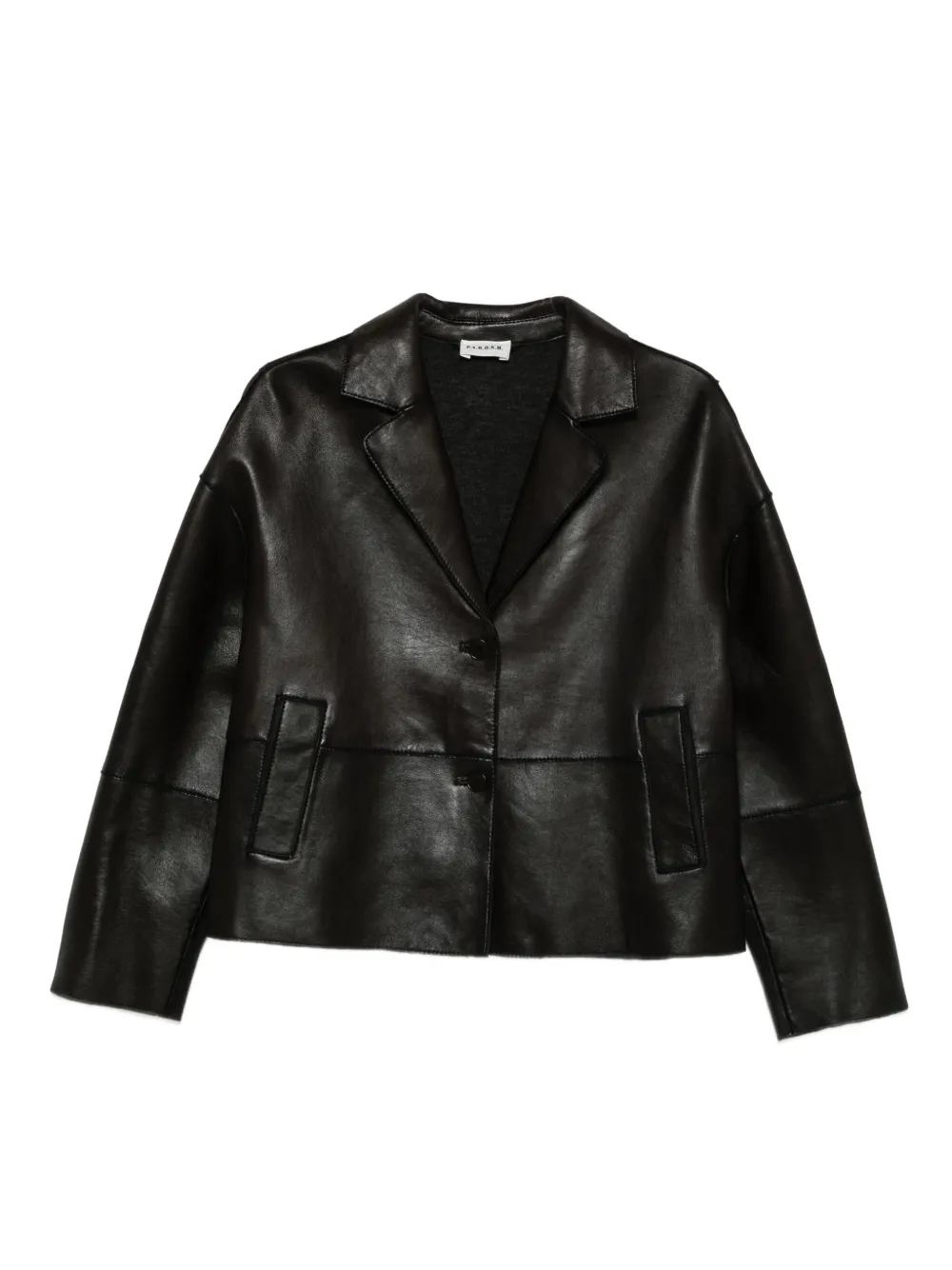 P.A.R.O.S.H. Macio leren jack met knoopsluiting Bruin