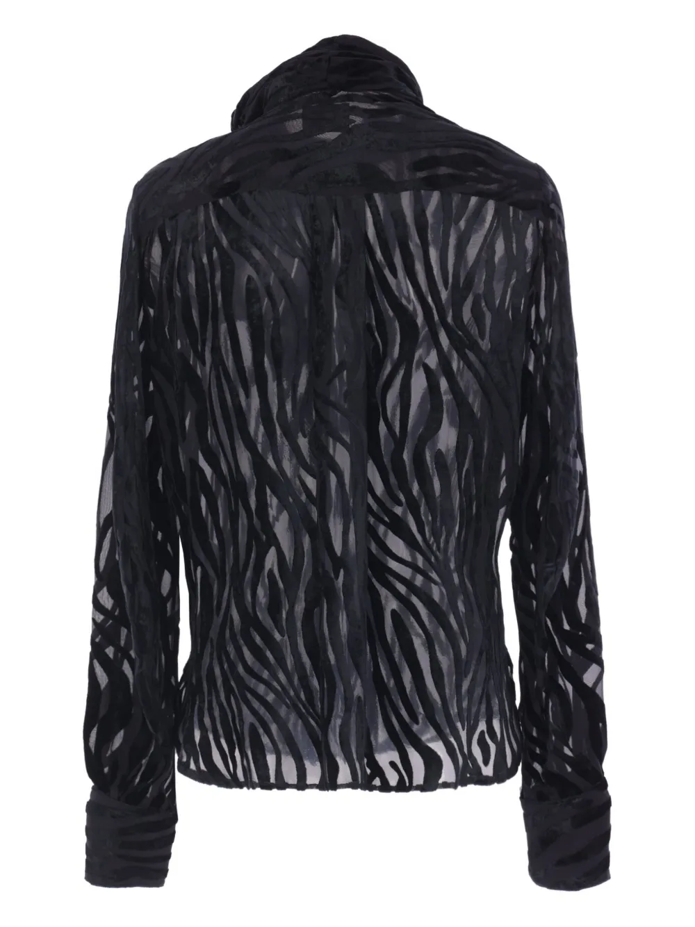 Isabel Marant Zebra-pattern Tie-neck Shirt In Black