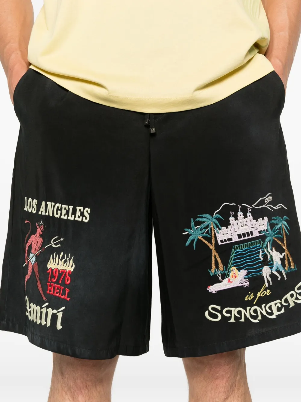 AMIRI Shorts met borduurwerk Zwart