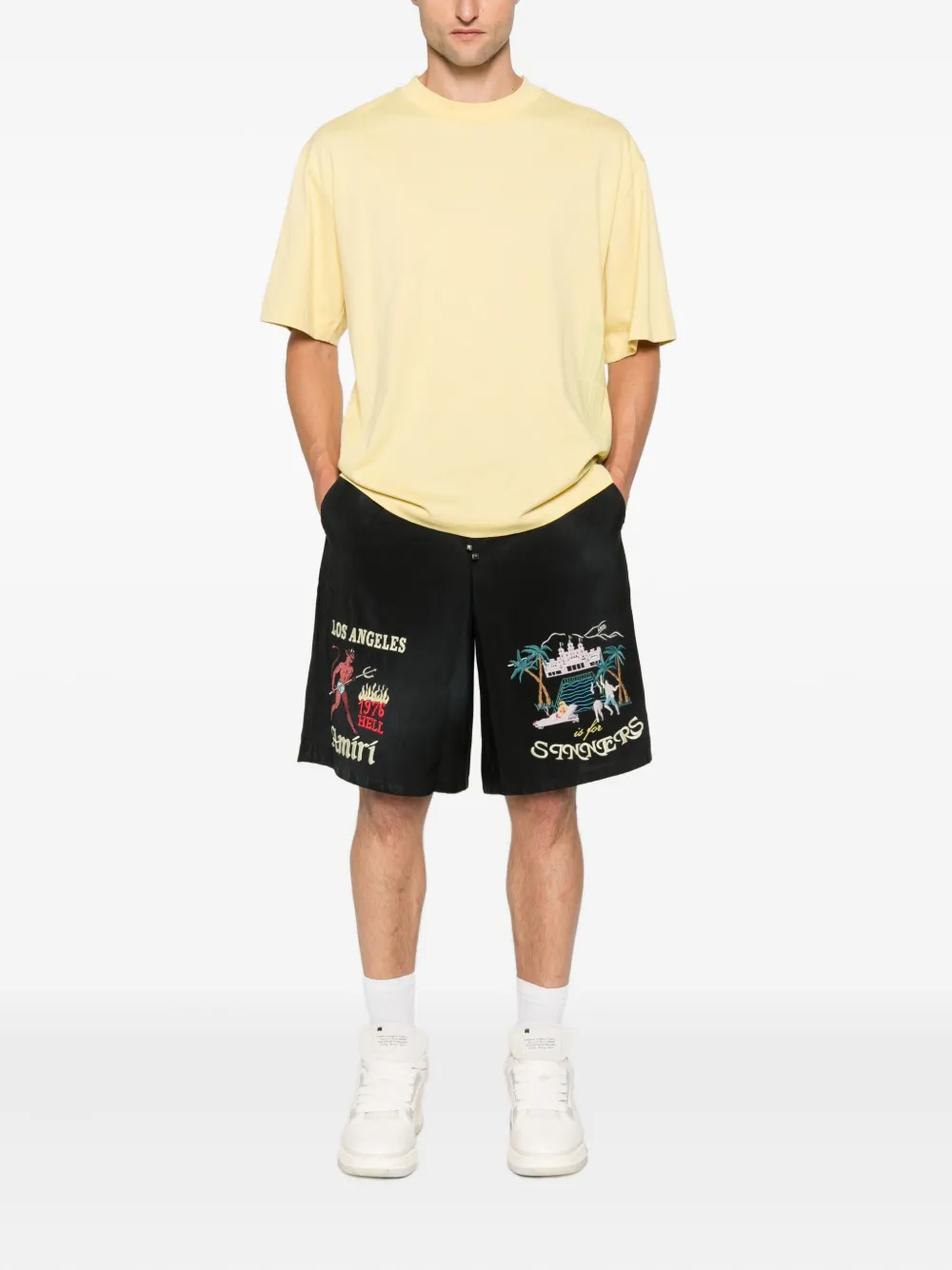 AMIRI Shorts met borduurwerk Zwart