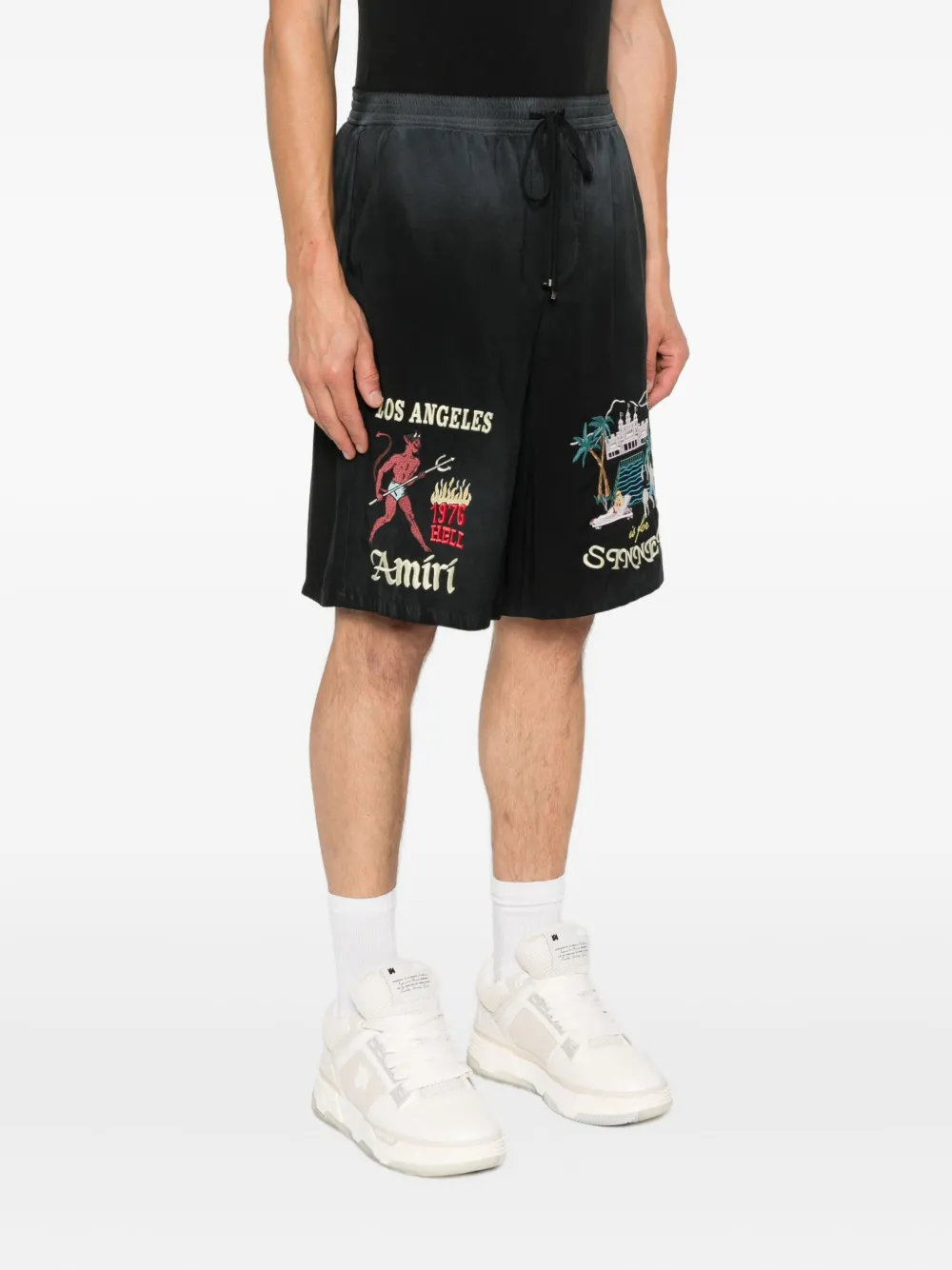 AMIRI Shorts met borduurwerk Zwart