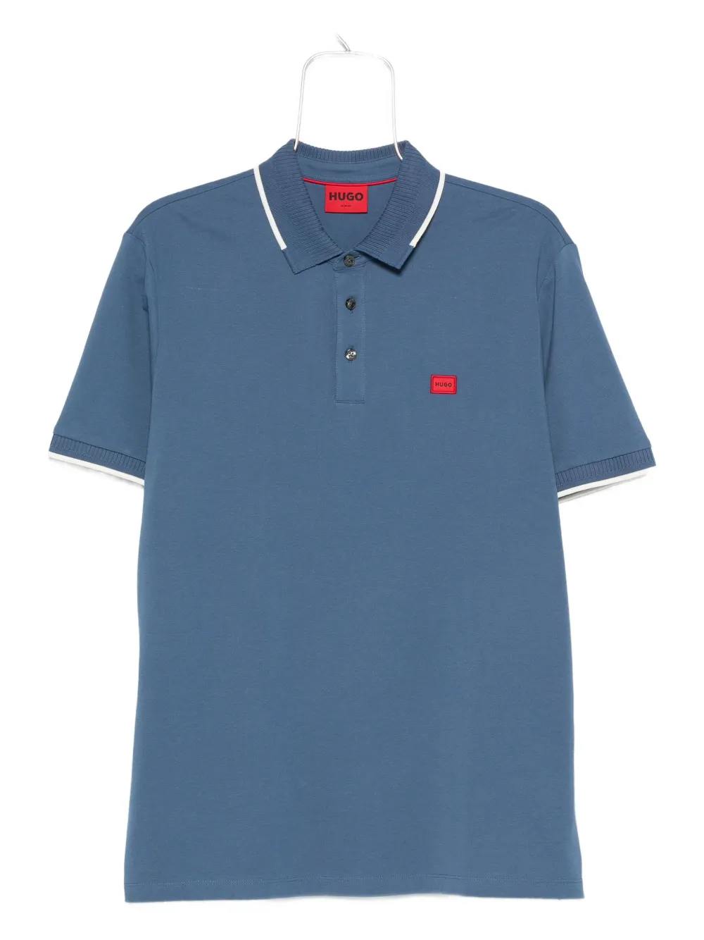 HUGO tipped-collar logo polo shirt - Blu